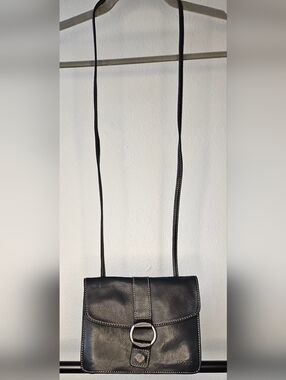 Vintage Fossil Pebble Black Leather Crossbody Purse Bag